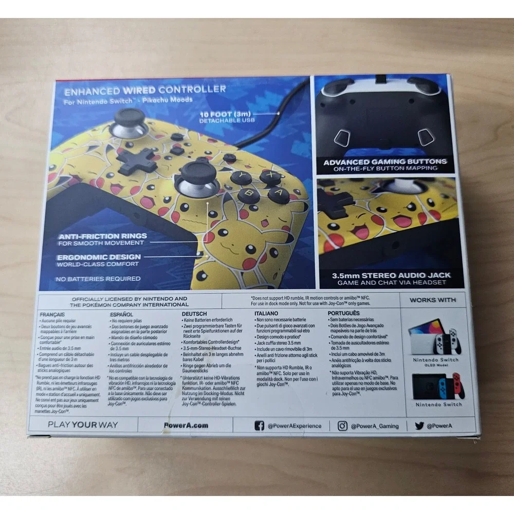 PowerA Nintendo Switch Enhanced Wired Controller Pikachu Moods Pokemon Yellow